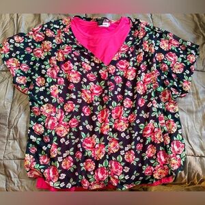 Torrid Navy Floral Top with Pink tank